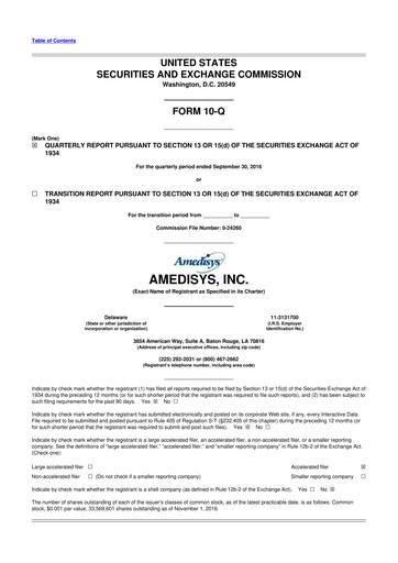 Thumbnail Amedisys 10-Q Quarterly Report FY2016 