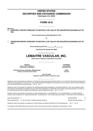 Thumbnail LeMaitre Vascular 10-Q Quarterly Report FY2016 