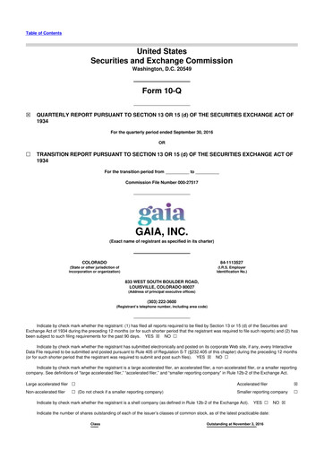 Thumbnail Gaia 10-Q Quarterly Report FY2016 