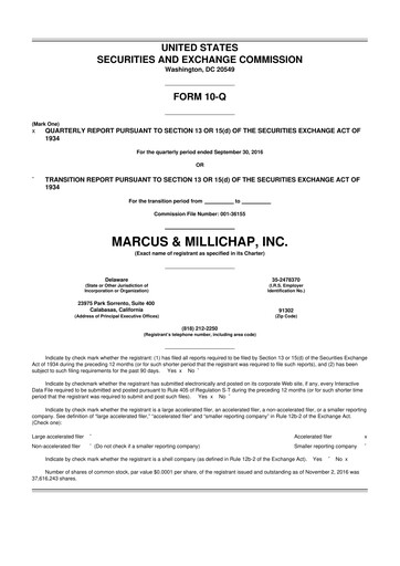 Miniature Marcus & Millichap 10-Q Rapport trimestriel 2016 