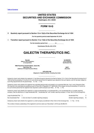 Thumbnail Galectin Therapeutics 10-Q Quarterly Report FY2016 