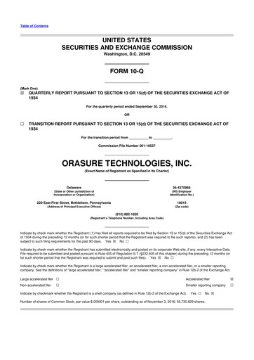 Thumbnail OraSure Technologies 10-Q Quarterly Report FY2016 