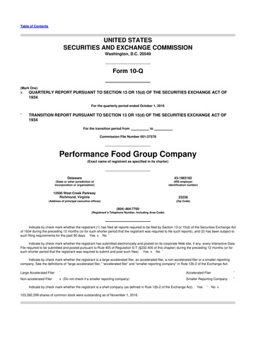 Miniature Performance Food Group 10-Q Rapport trimestriel 2017 