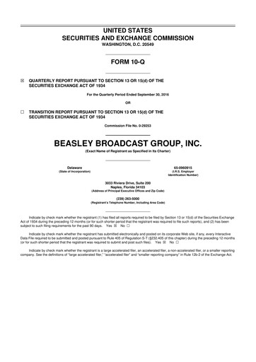 Thumbnail Beasley Broadcast Group
 10-Q Quarterly Report FY2016 