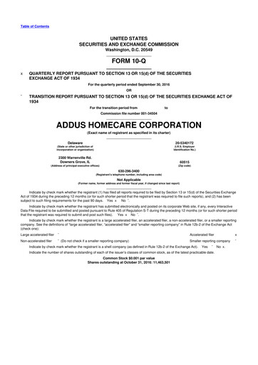 Vorschaubild 
Addus HomeCare 10-Q Quartalsbericht 2016 