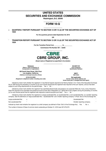Miniature CBRE Group
 10-Q Rapport trimestriel 2016 