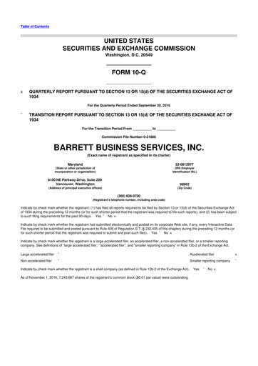 Thumbnail Barrett Business Services 10-Q Quarterly Report FY2016 