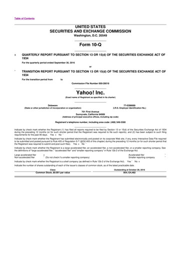 Thumbnail Yahoo Inc. 10-Q Quarterly Report FY2016 