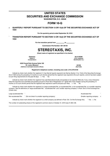 Vorschaubild Stereotaxis 10-Q Quartalsbericht 2016 