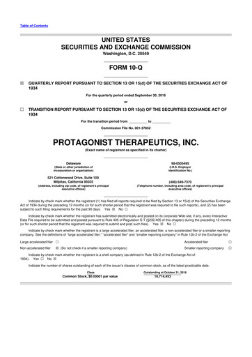 Thumbnail Protagonist Therapeutics
 10-Q Quarterly Report FY2016 