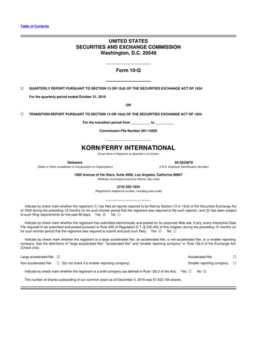 Thumbnail Korn Ferry
 10-Q Quarterly Report FY2017 