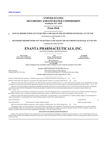 Thumbnail Enanta Pharmaceuticals
 10-K Annual Report 2016