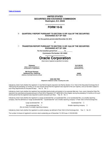 Thumbnail Oracle 10-Q Quarterly Report FY2017 