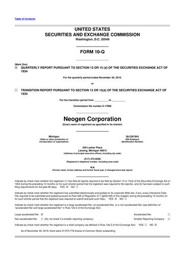 Vorschaubild Neogen 10-Q Quartalsbericht 2017 