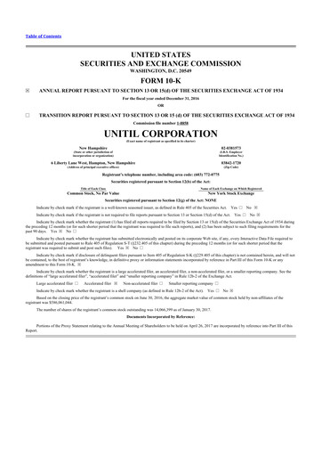 Thumbnail Unitil Corporation
 10-K Annual Report 2016