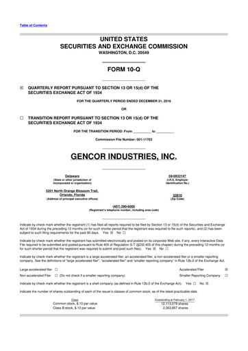 Miniature Gencor Industries
 10-Q Rapport trimestriel 2017 