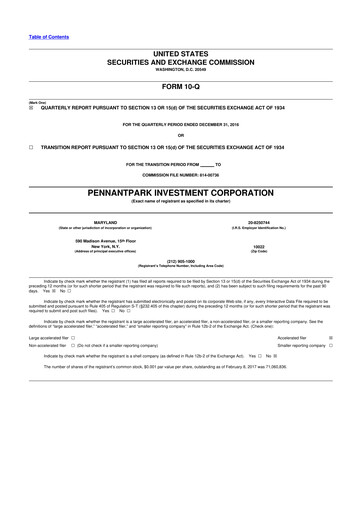 Vorschaubild PennantPark Investment 10-Q Quartalsbericht  