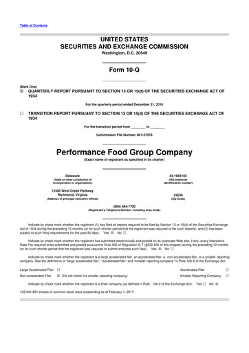 Miniature Performance Food Group 10-Q Rapport trimestriel 2017 