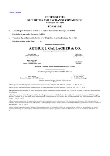 Thumbnail Arthur J. Gallagher & Co.
 10-K Annual Report 2016