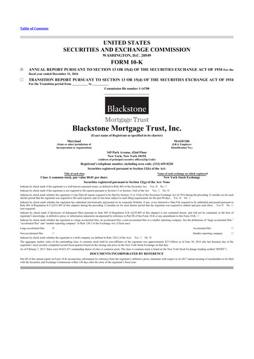 Thumbnail Blackstone Mortgage Trust
 10-K Annual Report 2016