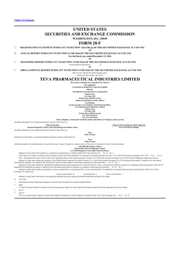 Vorschaubild Teva Pharmaceutical Industries 20-F Jahresbericht 2016