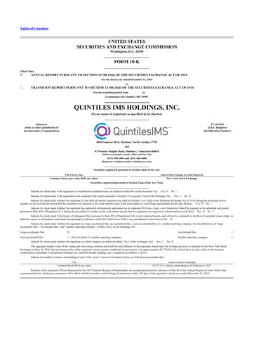 Thumbnail IQVIA 10-K Annual Report 2016