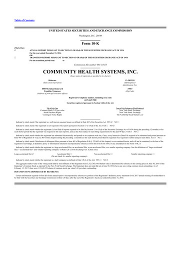Thumbnail Community Health Systems
 10-K Annual Report 2016