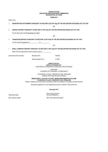 Thumbnail Barclays 20-F Annual Report 