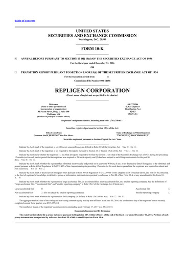 Thumbnail Repligen
 10-K Annual Report 2016