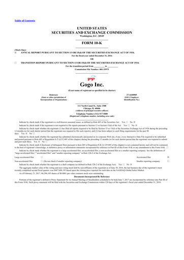 Thumbnail Gogo Inflight Internet
 10-K Annual Report 2016