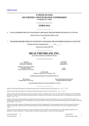 Thumbnail HealthStream 10-K Annual Report 2016