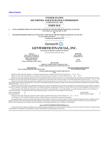 Thumbnail Genworth Financial
 10-K Annual Report 2016
