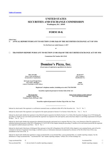 Thumbnail Domino's Pizza 10-K Annual Report 2016