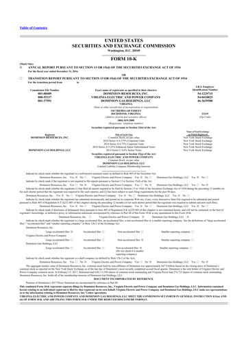 Thumbnail Dominion Energy 10-K Annual Report 