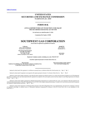 Thumbnail Southwest Gas
 10-K Annual Report 2016