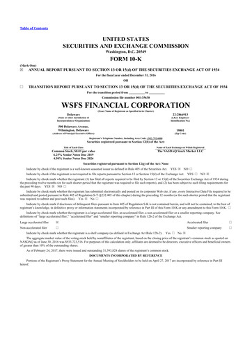 Thumbnail WSFS Financial 10-K Annual Report 2016