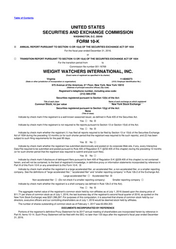 Thumbnail Weight Watchers 10-K Annual Report 2016