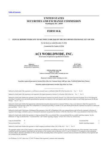 Thumbnail ACI Worldwide
 10-K Annual Report 2016