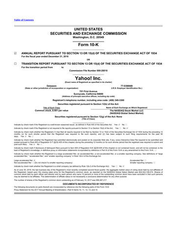 Miniature Yahoo Inc. 10-K Rapport annuel 2016