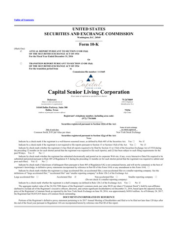 Thumbnail Sonida Senior Living 10-K Annual Report 2016