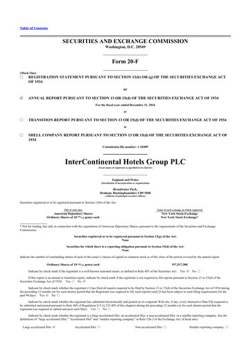 Thumbnail InterContinental Hotels Group
 20-F Annual Report 