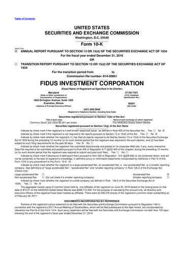 Thumbnail Fidus Investment Corporation 10-K Annual Report 