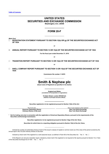 Miniature Smith & Nephew
 20-F Rapport annuel 