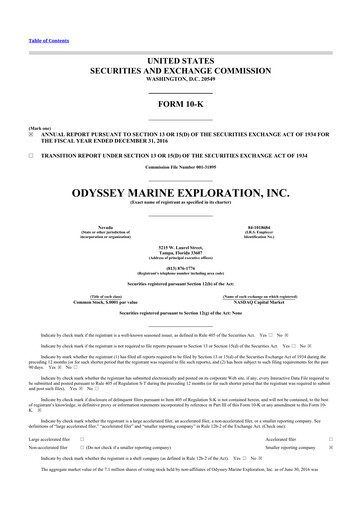 Thumbnail Odyssey Marine Exploration 10-K Annual Report 2016