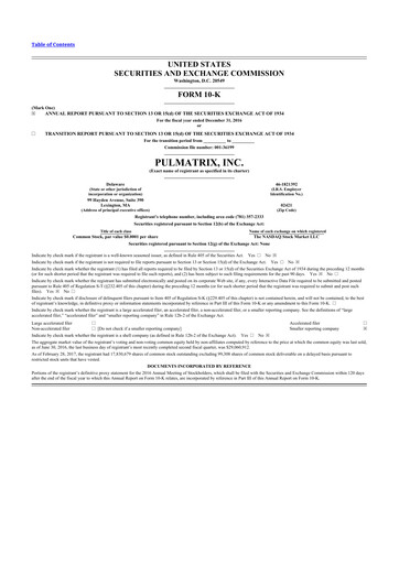 Thumbnail Pulmatrix 10-K Annual Report 2016