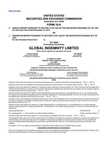 Thumbnail Global Indemnity 10-K Annual Report 2016