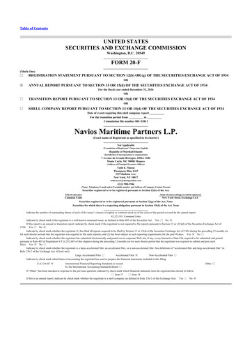 Thumbnail Navios Maritime Partners 20-F Annual Report 2016