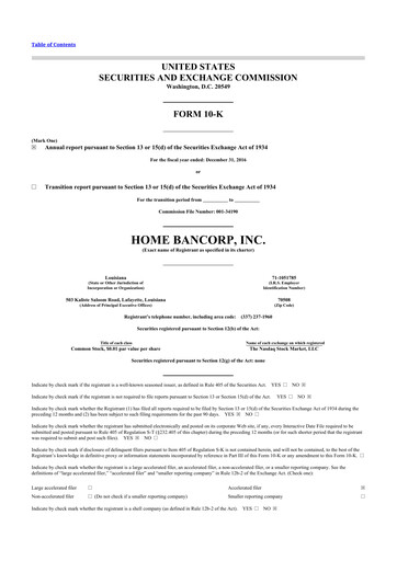 Thumbnail Home Bancorp
 10-K Annual Report 2016