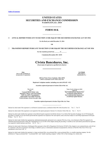 Thumbnail Civista Bancshares
 10-K Annual Report 2016