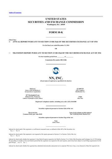 Vorschaubild NN, Inc.
 10-K Jahresbericht 2016